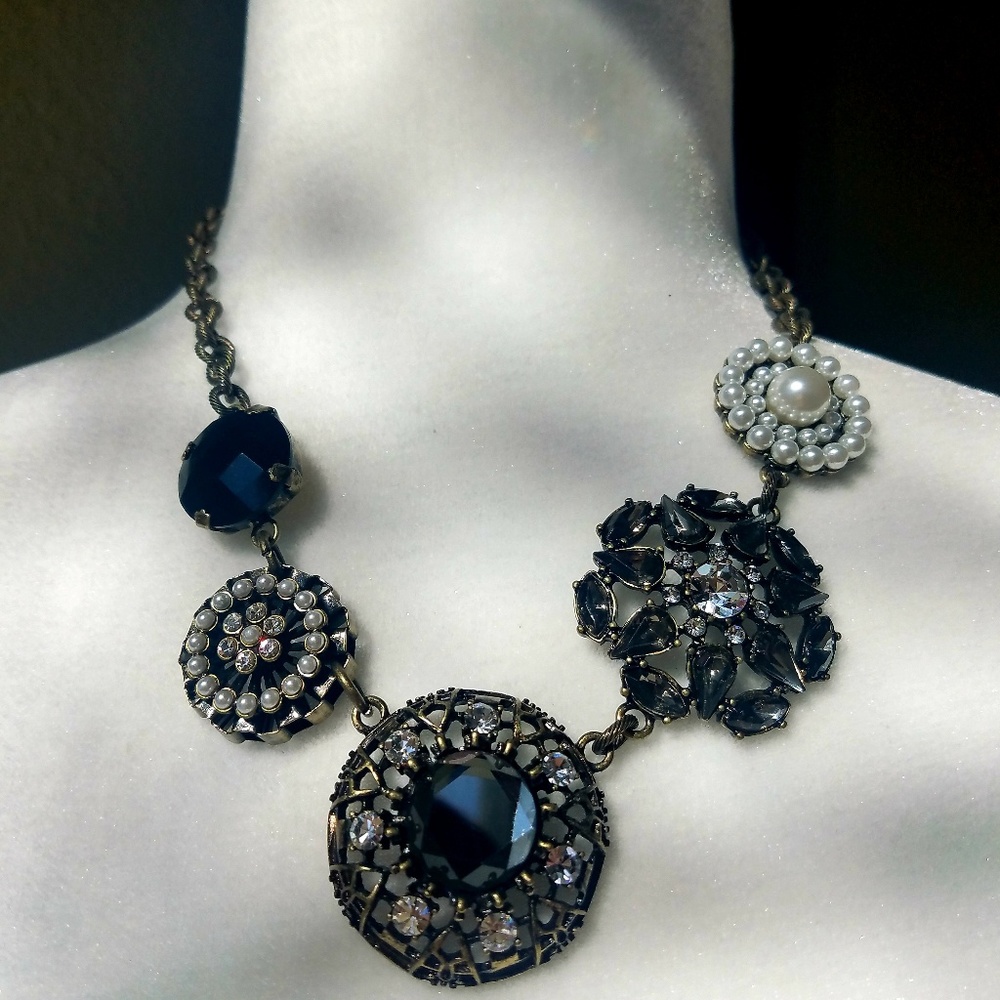 Blue flower statement necklace